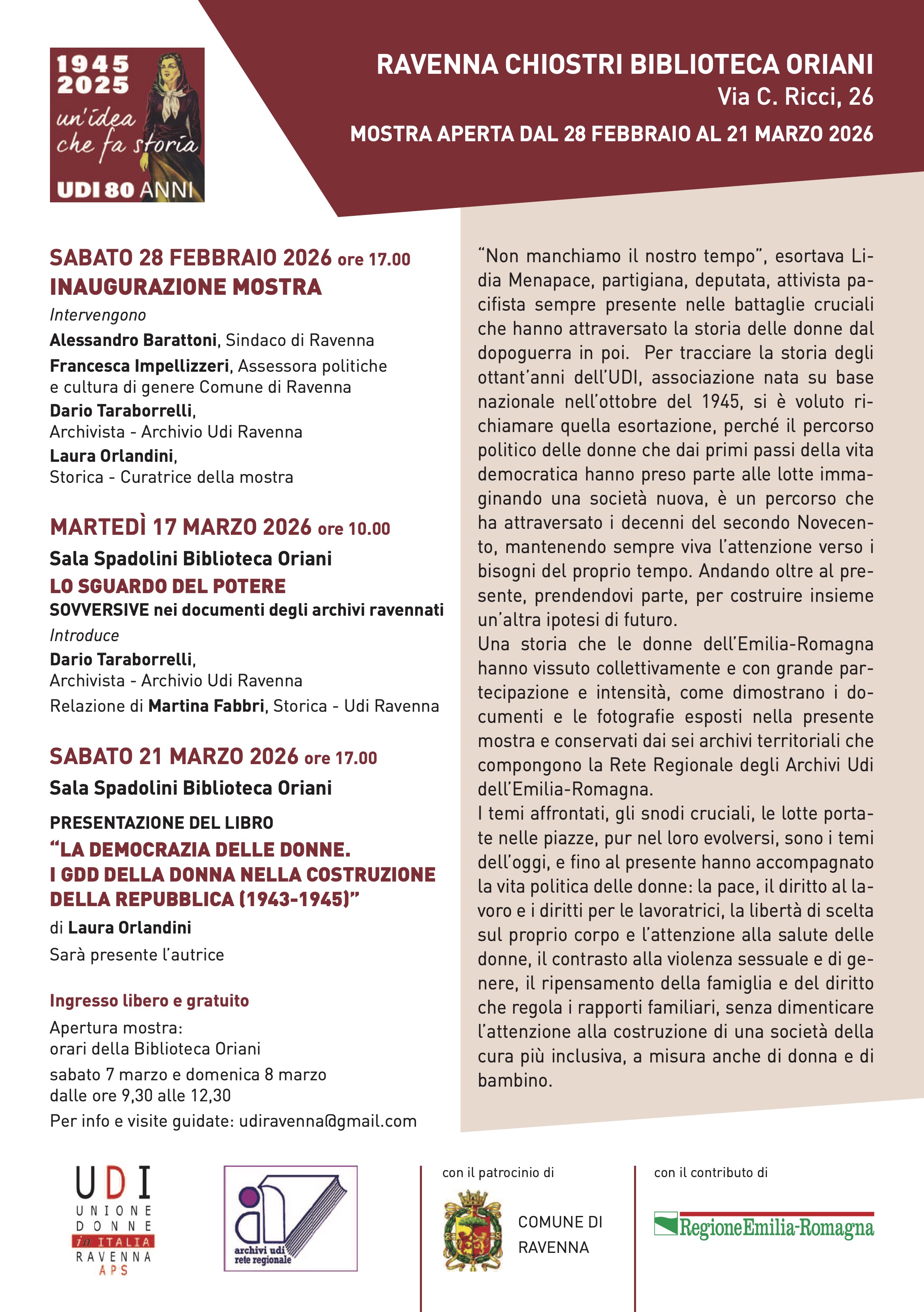 La mostra 'Presenti al nostro tempo' si sposta a Ravenna