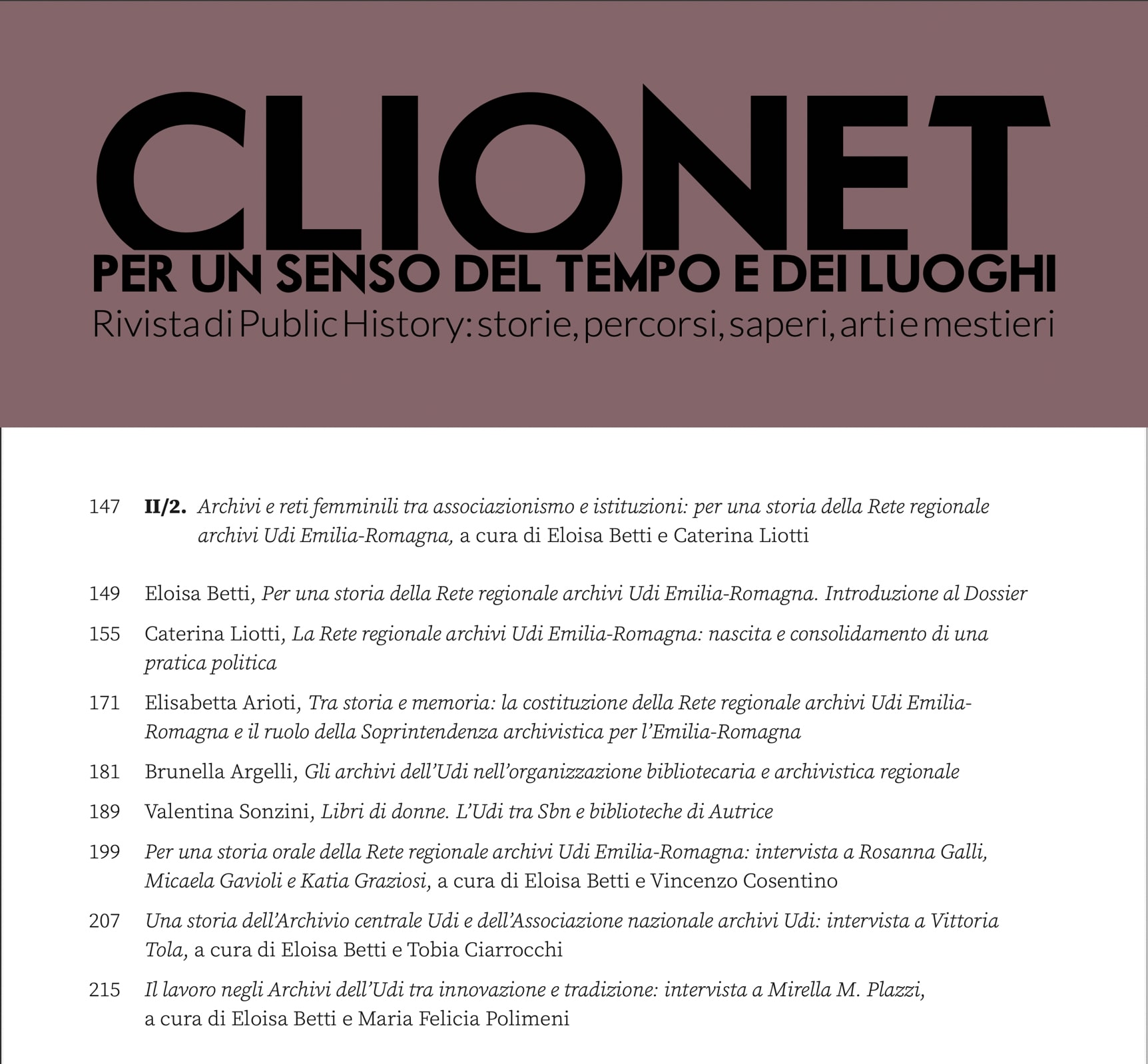 La Rete Archivi Udi nel Dossier della rivista Clionet